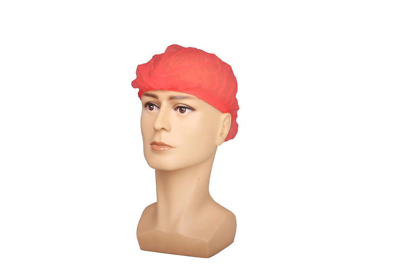 Pleated Bouffant, SBPP, Red, Elastic Single Strap, 24", 100ea/bg, 10bg/cs; 1000ea/cs