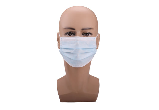 Face Mask, PP, Blue, 3 ply, Ear Loop, 50ea/box, 40box/cs; 2000ea/cs
