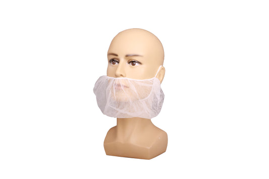 Beard Cover, SBPP, White, 18'',  9gsm, Elastic Single Strap,100ea/bg, 10bg/cs; 1000ea/cs