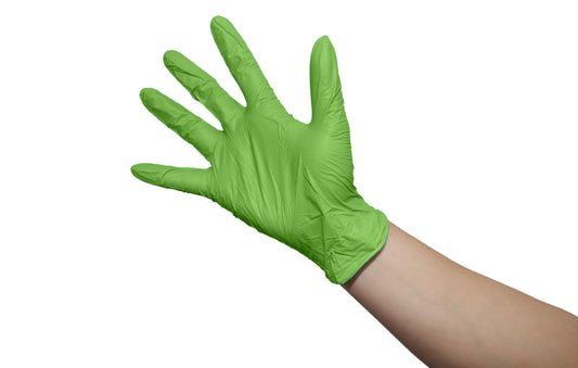 Glove, Nitrile, Green, L, 9.5'', Powder Free, 5mil, Finger Textured, 100ea/bx, 10bx/cs; 1000ea/cs