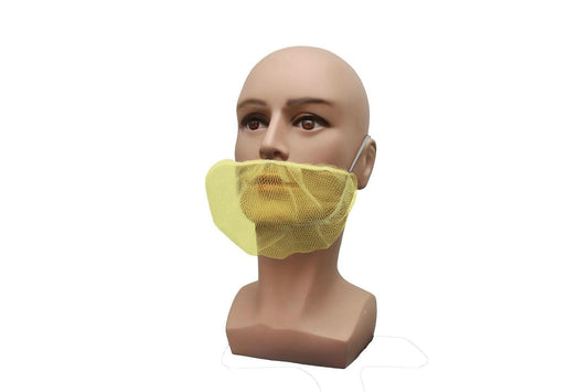 Beard Cover, Nylon,  Yellow, 18'', Pleated, Elastic Double Strap, 100ea/bg, 10bg/cs; 1000ea/cs