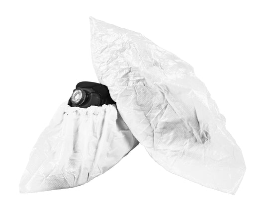 Shoe Covers, CPE, White, Elastic, 100ea/bg, 3bg/cs; 300ea/cs