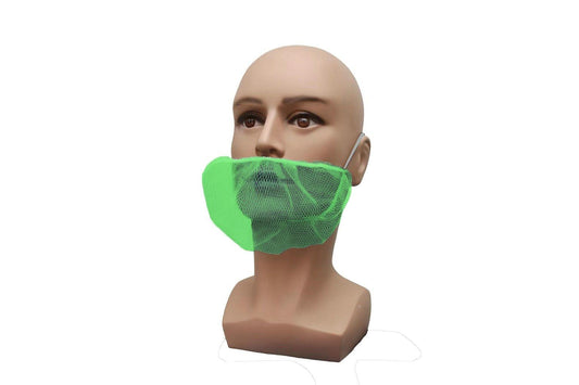 Beard Cover, Nylon,  Green, 18'', Pleated, Elastic Double Strap, 100ea/bg, 10bg/cs; 1000ea/cs