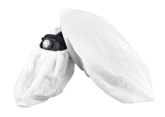 Shoe Covers, PE, White, Elastic, 100ea/bg, 3bg/cs; 300ea/cs