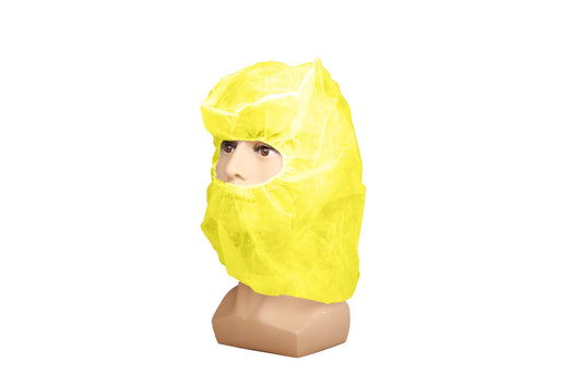 Hood, SBPP, Yellow, 24'', 3piece, Without Mask, 24gsm, 100ea/bg, 10bg/cs; 1000ea/cs
