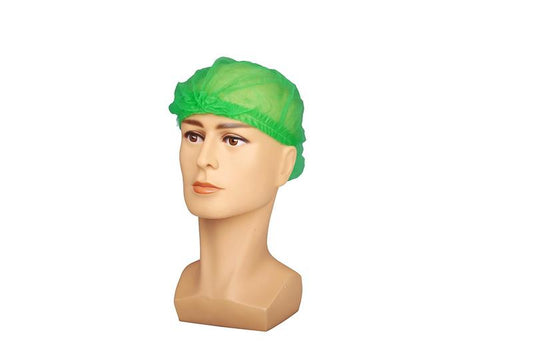Pleated Bouffant, SBPP, Green, Elastic Single Strap, 24", 100ea/bg, 10bg/cs; 1000ea/cs