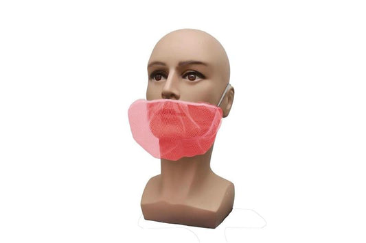 Beard Cover, Nylon,  Red, 18'', Pleated, Elastic Double Strap, 100ea/bg, 10bg/cs; 1000ea/cs