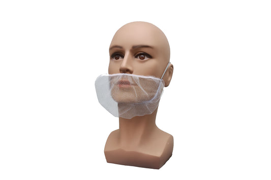 Beard Cover, Nylon,  White, 18'', Pleated, Elastic Double Strap, 100ea/bg, 10bg/cs; 1000ea/cs