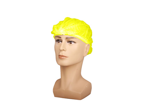 Pleated Bouffant, SBPP, Yellow,  18", Elastic Double Strap, 100ea/bg, 10bg/cs; 1000ea/cs