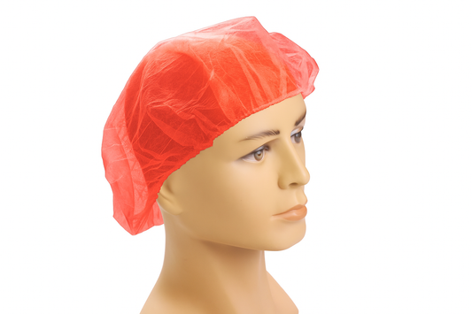Bouffant Cap, SBPP, Red, 24", 100ea/bg, 10bg/cs; 1000ea/cs