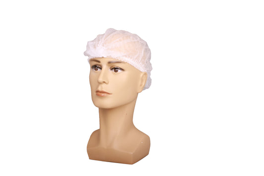 Pleated Bouffant, SBPP, White,  18", Elastic Double Strap, 100ea/bg, 10bg/cs; 1000ea/cs