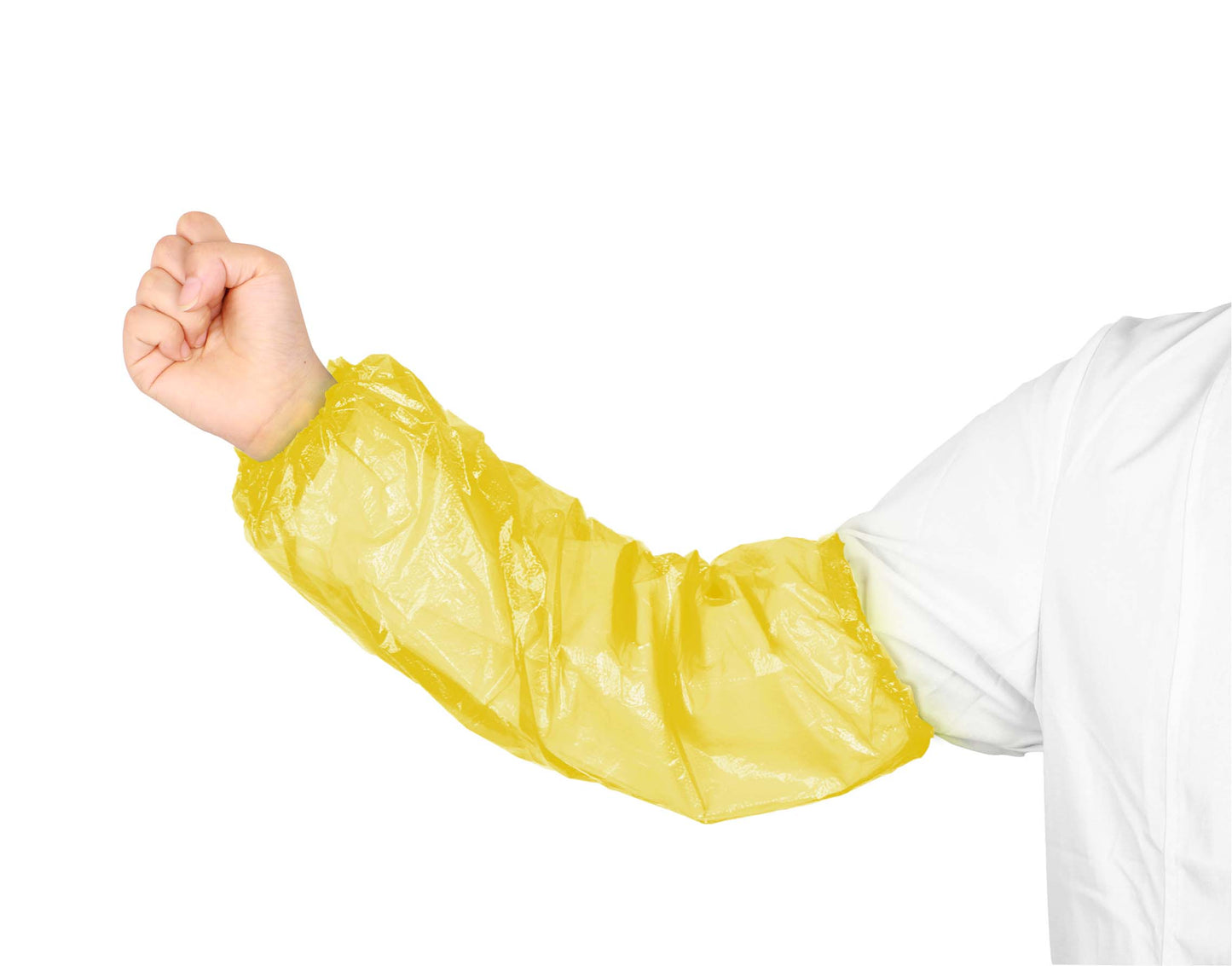 Sleeves, PE, Yellow, 18", 15gsm, Machinemade, Elastic On Both Ends, 100ea/bg, 20bg/cs; 2000ea/cs