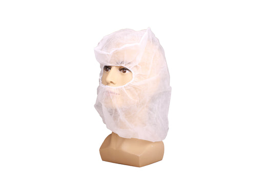 Hood, SBPP, White, 24'', 3piece, Without Mask, 24gsm, 100ea/bg, 10bg/cs; 1000ea/cs