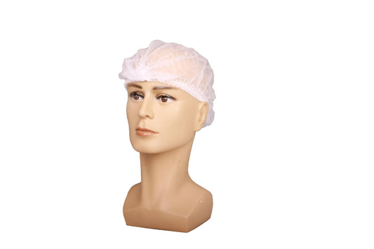 Pleated Bouffant, SBPP, White, Elastic Single Strap, 24", 100ea/bg, 10bg/cs; 1000ea/cs
