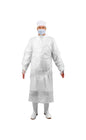 Gown, CPE ,White, 55", Thumb Loop, Solid Back, 1ea/pk,10pk/bg, 10bg/cs; 100ea/cs