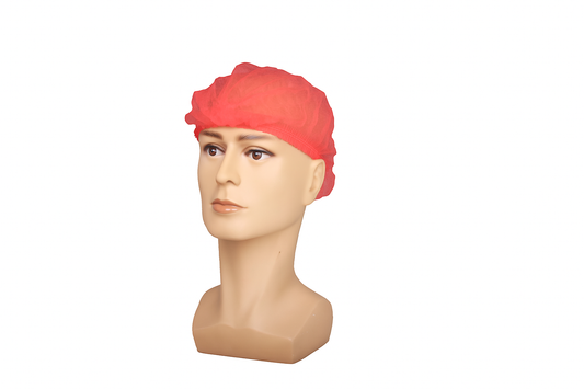 Pleated Bouffant, SBPP, Red,  18", Elastic Double Strap, 100ea/bg, 10bg/cs; 1000ea/cs