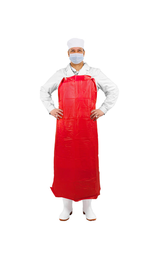 Apron, PVC, Red, 35"x45", 4mil, Die Cut, 12ea/bg, 6bg/cs; 72ea/cs