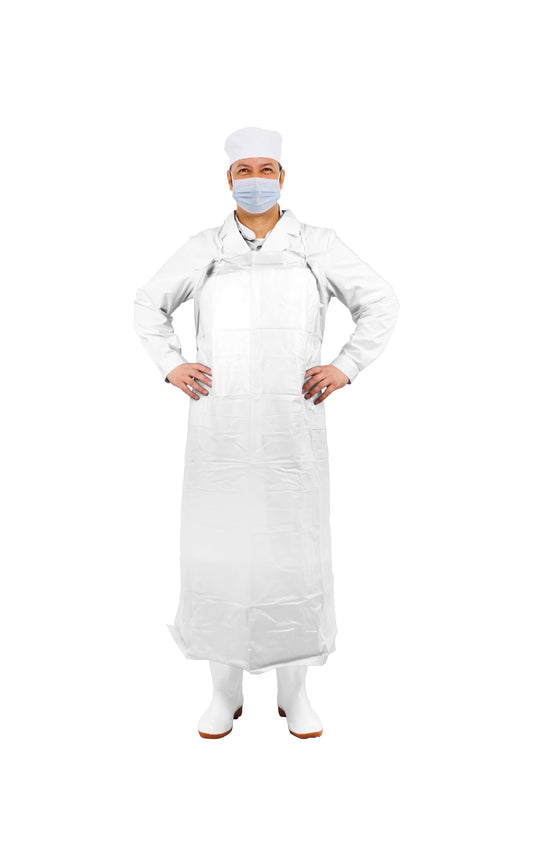 Apron, PVC, White, 35"x45", 6mil, Die Cut, 12ea/bg, 6bg/cs; 72ea/cs