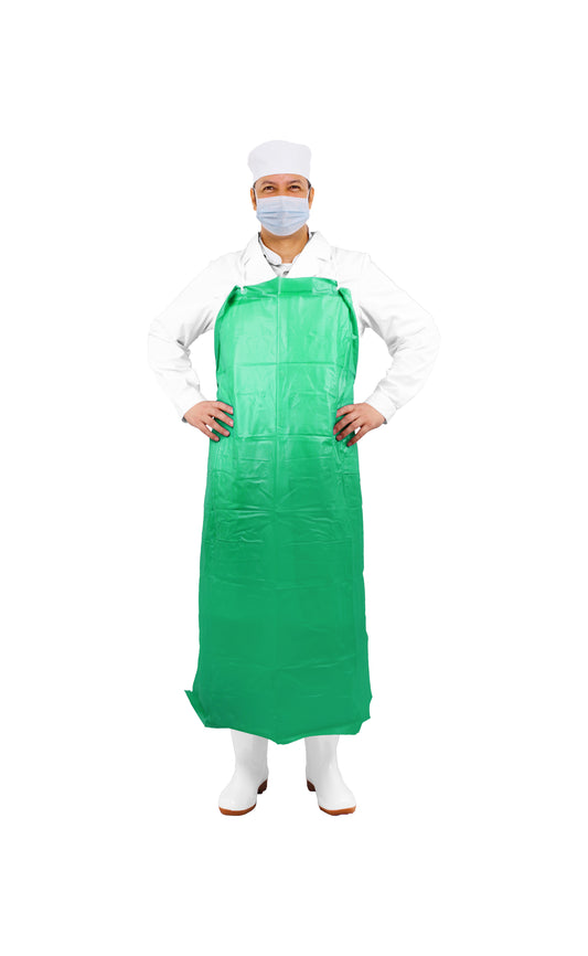 Apron, PVC, Green, 35"x45", 8mil, Die Cut, 12ea/bg, 6bg/cs; 72ea/cs