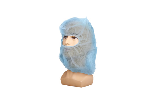Hood, SBPP, Blue, 24'', 3piece, Without Mask, 13gsm, 100ea/bg, 10bg/cs; 1000ea/cs