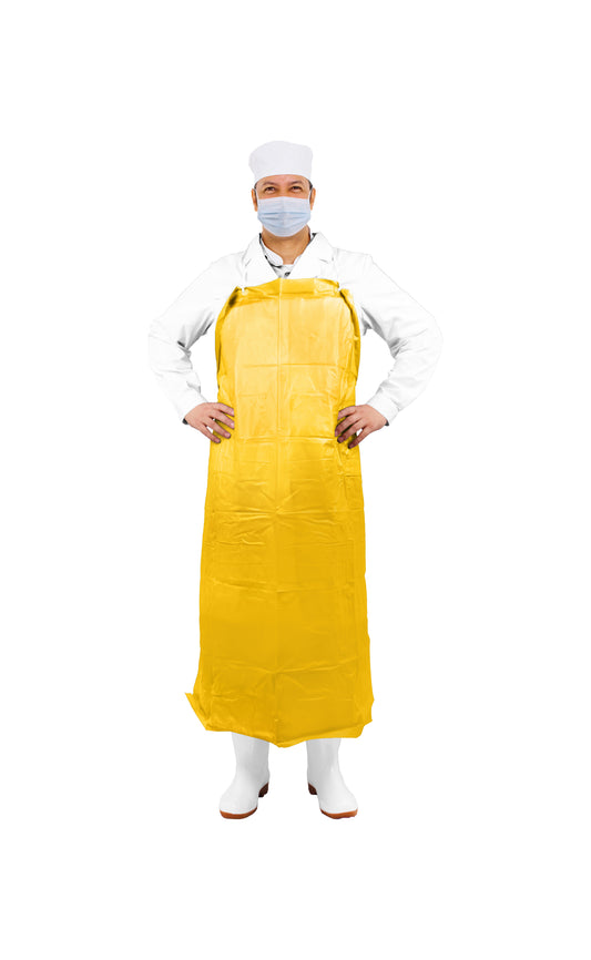 Apron, PVC, Yellow, 35"x45", 4mil, Raw Edge, 12ea/bg, 6bg/cs; 72ea/cs